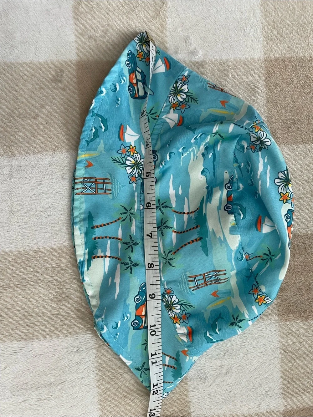 Flap Happy Blue Tropical Kids Bucket Hat with Orange Accents Babies size XL
